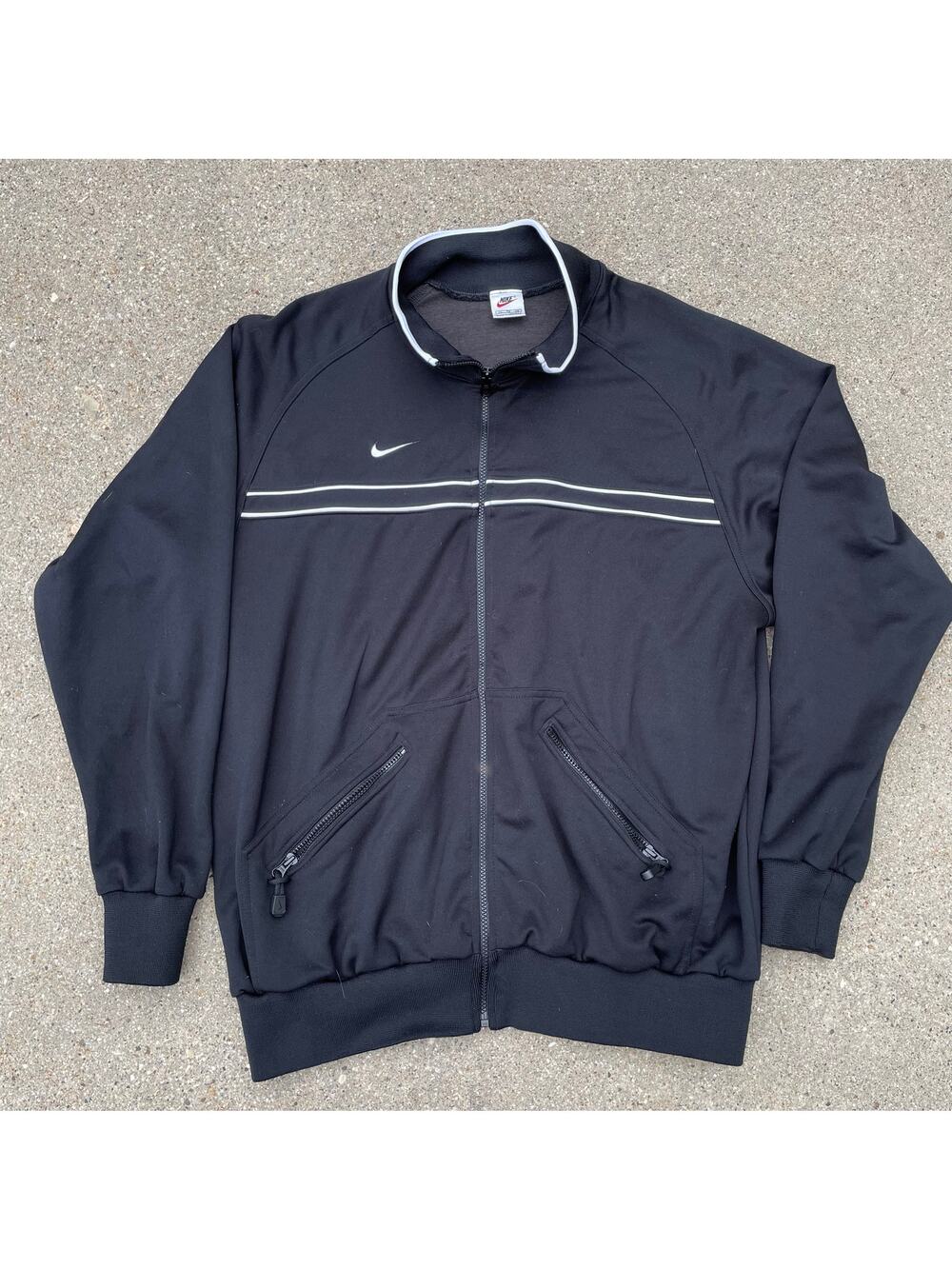 Vintage Y2K Team Nike Track Jacket Full Zip Black Embroidered Swoosh Mens L